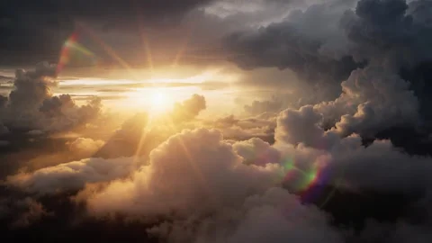 Flying above sunset cloudscape time-lapse panorama Stock Footage 335712884