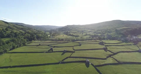 Flying above Swaledale Stock Footage 132753517