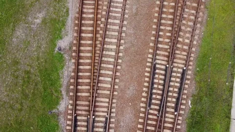 Flying above train. start frames for travel video Stockbeeldmateriaal 131465137