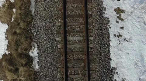 Flying above train tracks Stock Footage 61389884