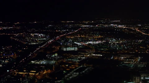 Flying above Washington DC area near Gaithersburg, Maryland, at night. Shot in Vídeo Stock 59198392