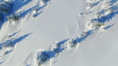 Flying above winter snowy pine forest. Aerial of snow covered high mountain. 스톡 동영상 103487257