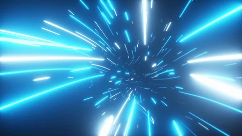Flying in an abstract bright neon technology tunnel. Modern light. Hyper jump in 스톡 동영상 118537067