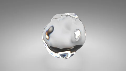 Flying abstract glass or water blob or drop. 3d animation of 4k UHD seamless Stock Footage