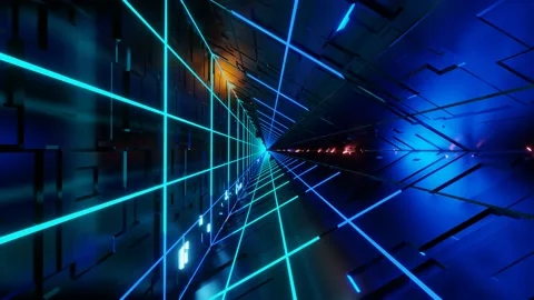 Flying in an abstract sci-fi VJ Loop tunnel. Video stock 159186335