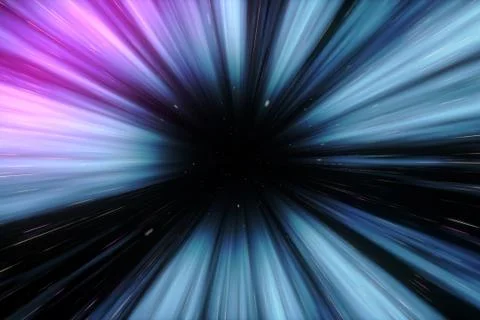 Flying in an abstract tunnel space-time continuum.Time 3d illustration for sc Stock Illustration