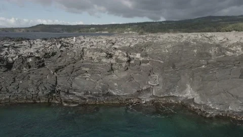 Flying across Dragon's Teeth point in Kapalua Maui Hawaii Stock Footage 133011839