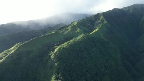 Flying across valley on Mount Aorai, Tahiti French Polynesia Stock Footage 253171417
