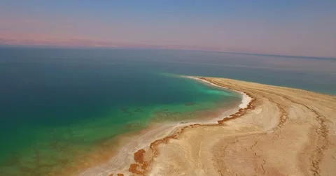 Flying Aerial View of DEAD SEA, ISRAEL in 4K Stock Footage 54476868