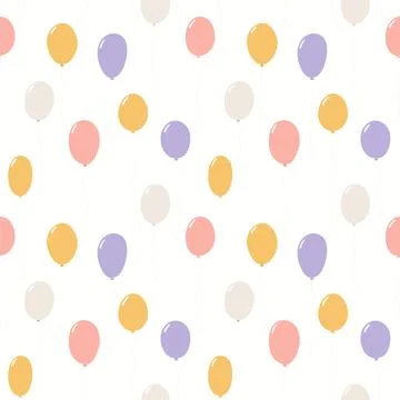 Flying air balloons with strings seamless pattern Stock Illustration