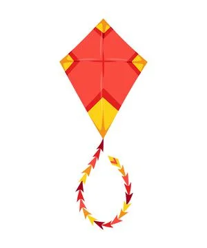 Flying air kite. Vector wind toy for active pastime and entertainment. Outdoor Illustrazione stock