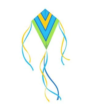 Flying air kite. Vector wind toy for active pastime and entertainment. Outdoor Stock Illustration