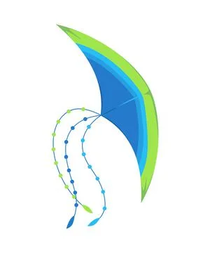 Flying air kite. Vector wind toy for active pastime and entertainment. Outdoor Illustrazione stock