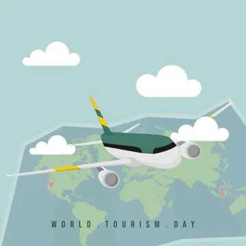 Flying air plane with cloud concept design Stock Illustration