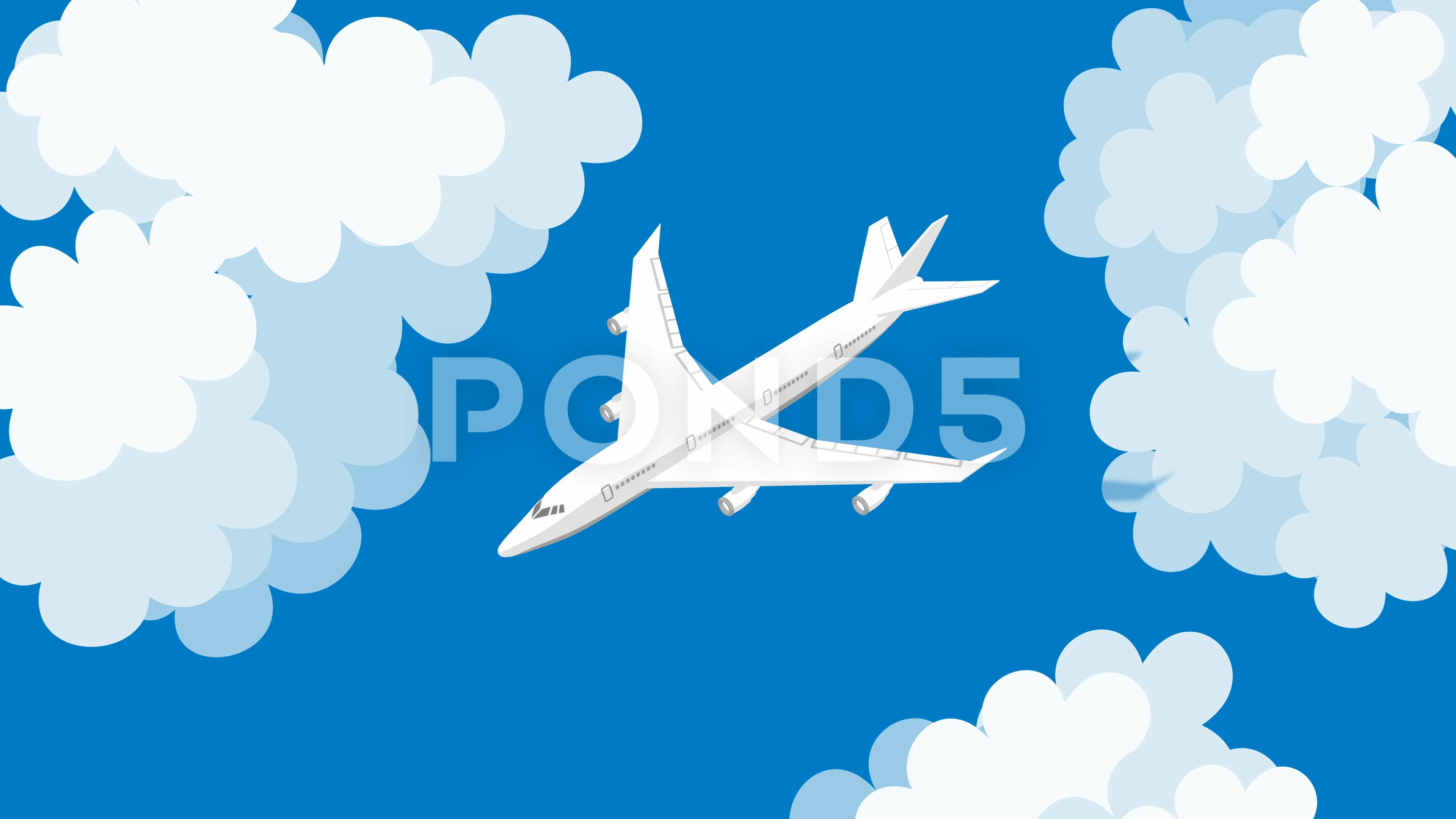Flying airplane animation, downward - bi... | Stock Video | Pond5