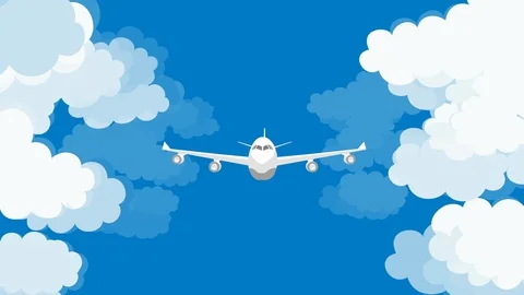 Flying airplane animation, front view, wiggle Stock Footage 120016066