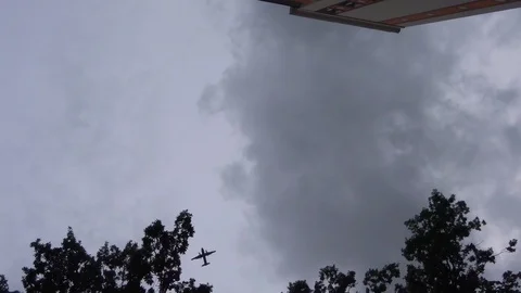 Flying an airplane in gray clouds Stock Footage 104036840