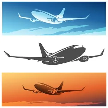 Flying Airplane Stock Illustration