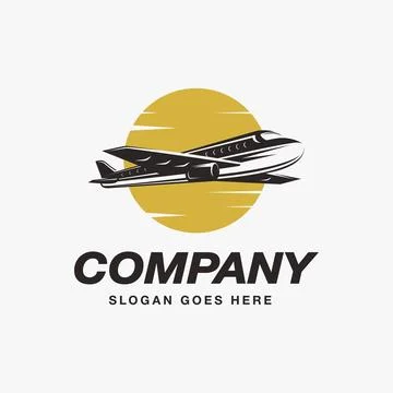 Flying airplane logo icon vector template on white background Stock Illustration