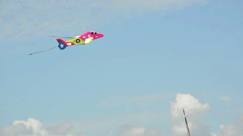 Flying airplane model on the summer beach Stock Footage 26326468