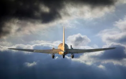 Flying airplane Stock-Fotos