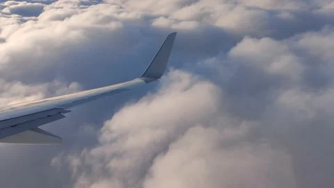 Flying Airplane Plane Flight Get Into Thick Clouds Turbulence Cloudy Weather Stock Footage 220747206