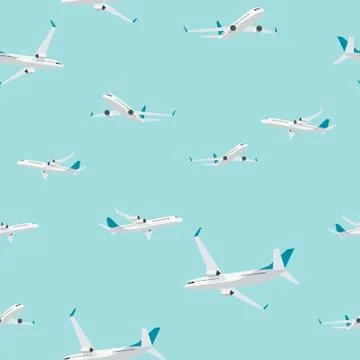 Flying airplane seamless pattern on background. Illustration Stock Illustration