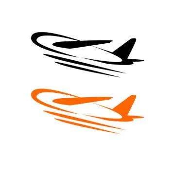Flying airplane - stylized vector illustration. grey icon on white background Illustrazione stock