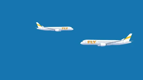 Flying airplanes Stock Footage 130289571