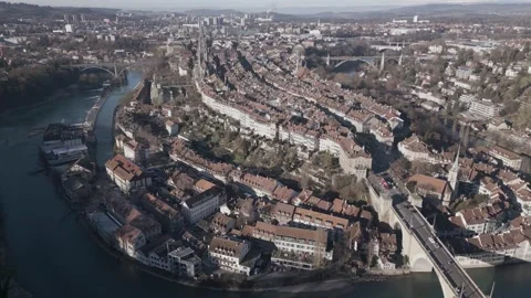Flying Along Bern Old Town Stock Footage 326065365