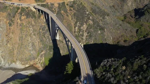 Flying Along the Bixby Bridge Stock Footage 112836634