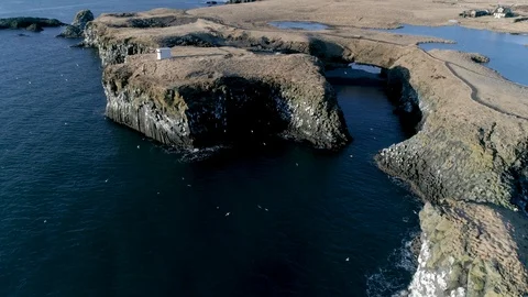 Flying Along Cliffs at Arnarstapi Iceland in 4K Stock Footage 89153527