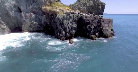 Flying along cliffs at Big Sur coastline Video stock 76483875