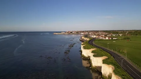 Flying along the cliffs to epple bay 4k Video stock 245102392