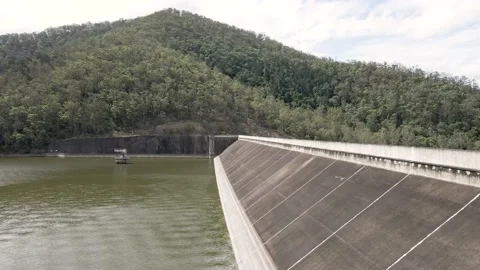 Flying along the edge of a Dam Wall – alternate viewpoint Stock Footage 148607274