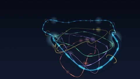 Flying along a glowing multi line metro network with trains running the tunnels Stock Footage 341071723
