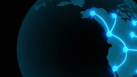 Flying Along Growing Network Lines Around the World. Connecting the Dots Video stock 304663054