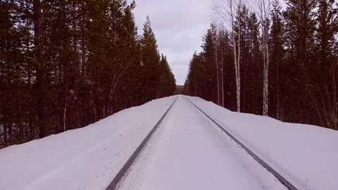 Flying along the railway Stock Footage 104302515