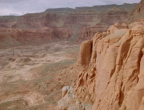 Flying along red rock face in Grand Canyon 1989 Stock Footage 136073259