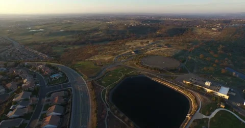 Flying along the Roadway at Sunset Video stock 58767022