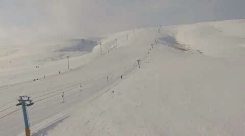 Flying along the running ski lift. Stock Footage 59592329