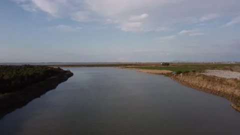 Flying Along the Seyhan River  Stock Footage 236747568