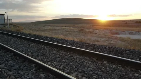 Flying Along a Train Track Stock-Footage 205137232