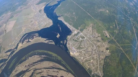 Flying along the winding riverbed Stock Footage 119712469