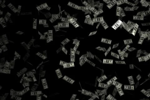Flying american dollars - 3d rendering Stockillustratie