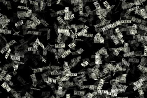 Flying american dollars - 3d rendering Stock Illustration