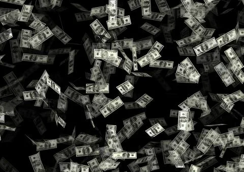 Flying american dollars - 3d rendering イラスト素材