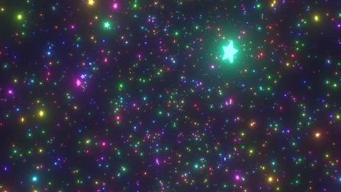Flying Among Endless Field Of Rainbow Glow Stars Deep In Outer Space Illustrazione stock