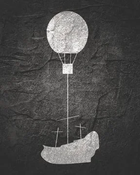 Flying ancient ship Stock Illustration