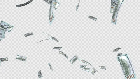 Flying and falling dollar bills and stacks - 3d render with alpha channel. Stock Footage 251535803